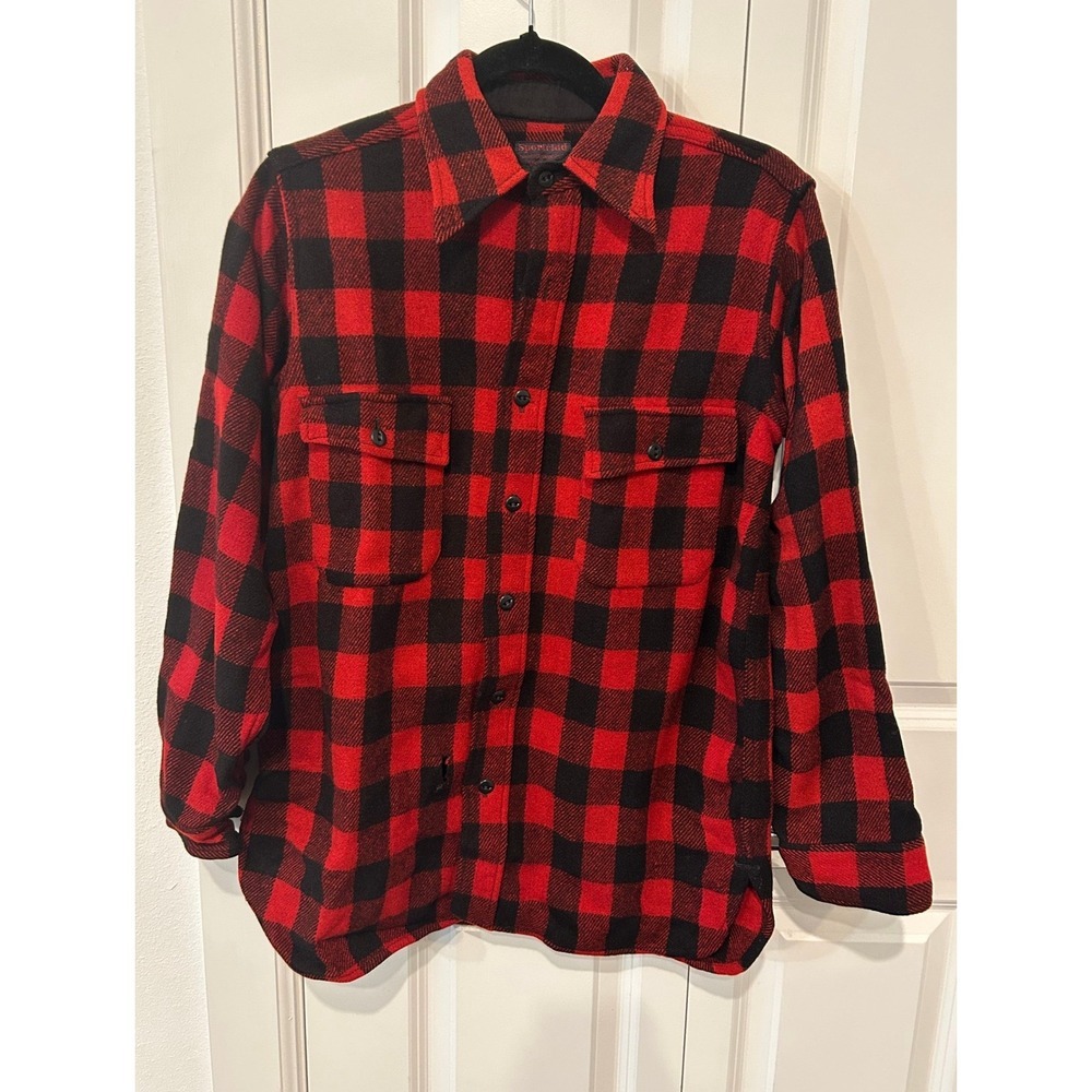 Vintage Sportclad JC Penney Buffalo Plaid Flannel Shirt Red Black L (1210) - Picture 2 of 16